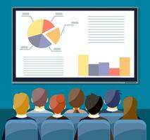 large tv screen with chart pie do presentation t vector