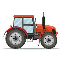 Flat tractor on white background. vector