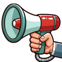 AI generated cartoon of hand holding a megaphone png
