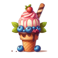 AI generated ice cream cartoon transparent background png