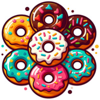 ai généré dessin animé Donut transparent Contexte png