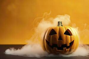 AI generated Halloween pumpkin with steam. AI Generated photo