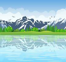 Summer landscape with meadows and mountains vector