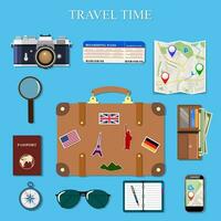 icons set of planning a summer vacation, vector