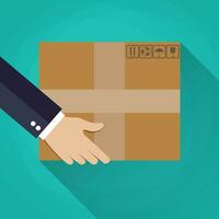 Hand carrying a cardboard box. vector