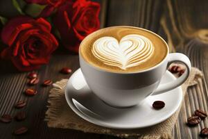 AI generated Valentine's Day Coffee. AI Generated photo