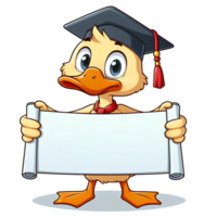 AI generated cartoon duck hold blank banner png