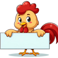 ai généré dessin animé poulet tenir Vide bannière png