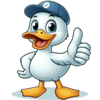 ai gerado desenho animado Pato com Está bem polegares acima png