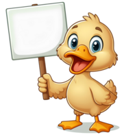 AI generated cartoon duck hold blank banner png