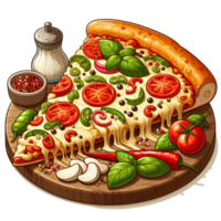 AI generated cartoon pizza transparent background png