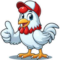 ai generato cartone animato pollo con ok pollici su png