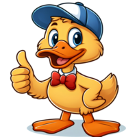 ai gerado desenho animado Pato com Está bem polegares acima png