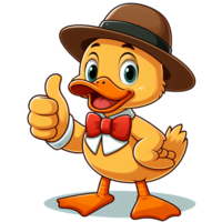 AI generated cartoon duck with OK thumbs up png