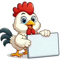 AI generated cartoon chicken hold blank banner png