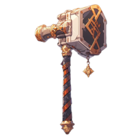 AI generated 2d ancient war hammer weapon game asset animation design png