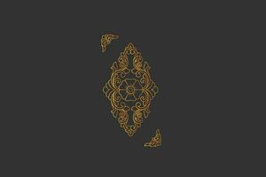 Ornamental vector floral composition, golden flourish vignette on dark background