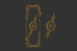 Ornamental vector floral composition, golden flourish vignette on dark background