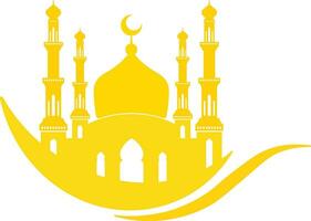 Geometry Mosque With Moon Silhouette Vector Illustration