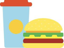 Fast Food of Burger and Drink Vector Illustration