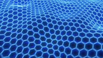 Abstract energy blue cells hexagons with waves background video