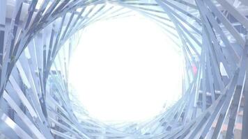 Abstract metallic shiny silver chrome polyhedral tunnel frame made of lines of hexagonal edges, mechanical high-tech tunnel futuristic, abstract background video