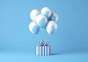 AI generated Balloons with gift box. AI Generated photo