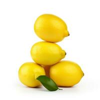 AI generated Hyper-realistic stack of lemon on white background photo