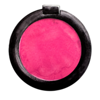 Single pink blush. isolated. top view. Watercolor makeup. For postcards and banner. png