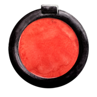 Single red blush. isolated. top view. Watercolor makeup. For postcards and banner. png