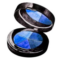 Blue eye shadow isolated. side view. Watercolor makeup. For postcards and banner. png
