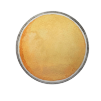Compact yellow powder. isolated. top view. Watercolor makeup. For postcards and banner. png