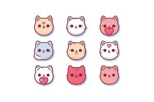 Valentines Day Kawaii cat icon vector. Cat icon. Valentines Day. Kawaii cat icon vector