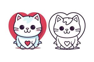 San Valentín día kawaii gato icono vector