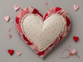 ai generado corazón forma hecho desde tela con un San Valentín día tema. foto