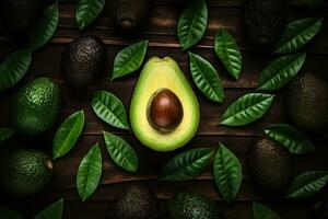 AI generated Portrait avocado with leaf AI Generative photo