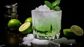 AI generated Sour candy cocktail with mint leaf AI Generative photo