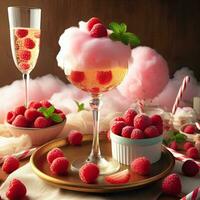 AI generated Fresh raspberry cocktail with light exposure AI Generative photo