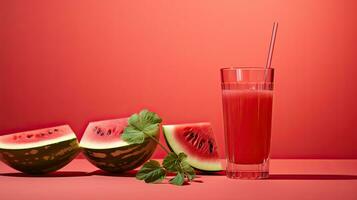 AI generated Fresh watermelon juice with mint leaf AI Generative photo