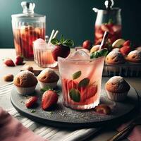 AI generated Strawberry cocktail with light exposure AI Generative photo