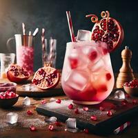 AI generated Delicious pomegranate juice with light exposure AI Generative photo