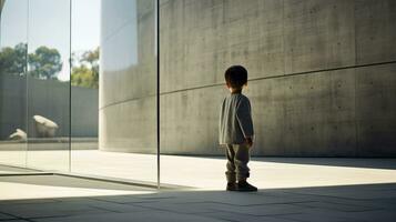 AI generated Little Boy Admiring His Reflection photo
