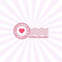 Valentine card. Greeting card with postmark stamp vector