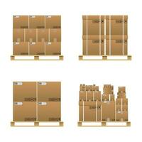 Set of closed brown carton delivery boxes vector