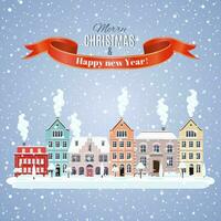 Christmas winter city street vector