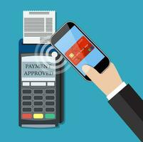 Payments using terminal and smartphone vector