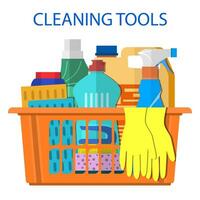 Household cleaning products and accessories vector