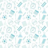 Seamless pattern with different school objects vector