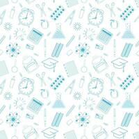 Seamless pattern with different school objects vector