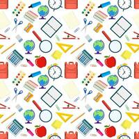 Seamless pattern with different school objects vector
